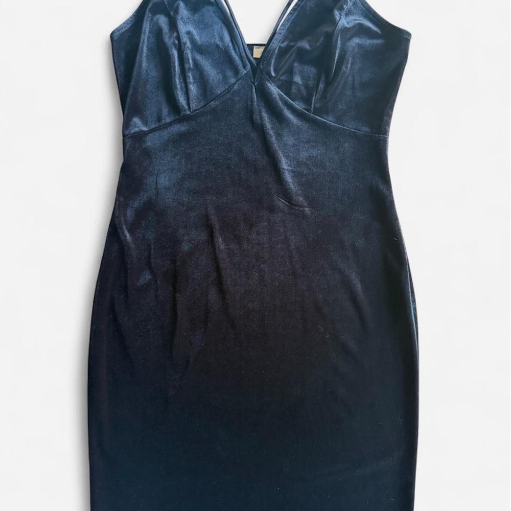 vintage Y2K black velvet bodycon slip dress Made in USA